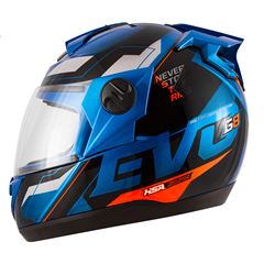 CAPACETE EVOLUTION G8 58 AZUL/LARANJA 