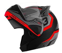 CAPACETE V-PRO JET3 58 CINZA/VERMELHA